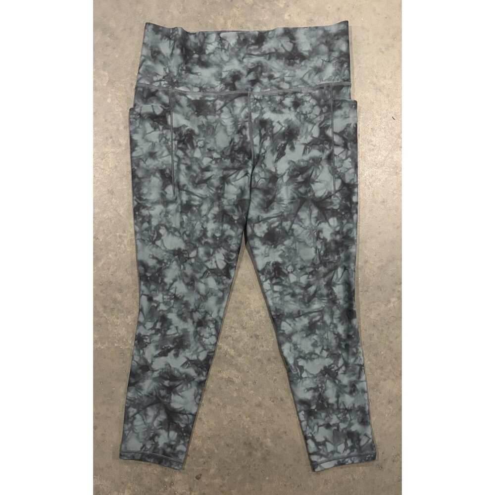 Athleta Salutation Stash Pocket 7/8 Tight Leggings Womens Large Marble Tie-Dye